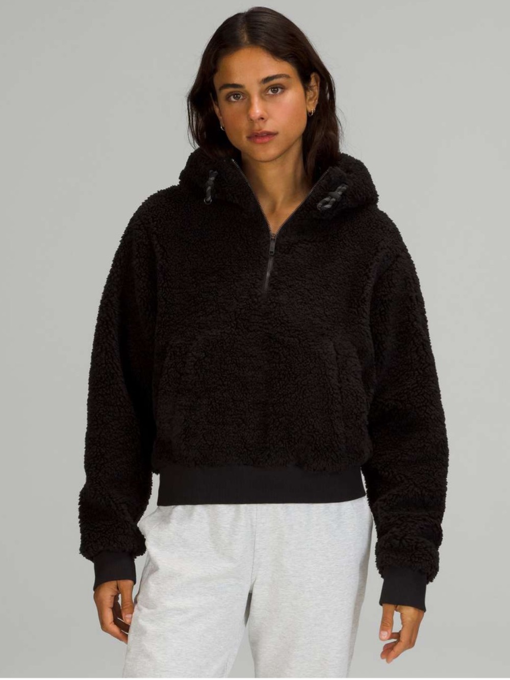 Lululemon Texture Fleece 1/2 Zip in Black